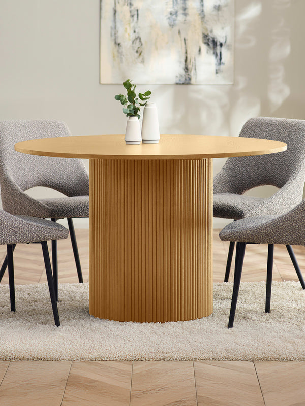 Louis Light Oak Fluted 120cm Round Dining Table - Living with Luxury