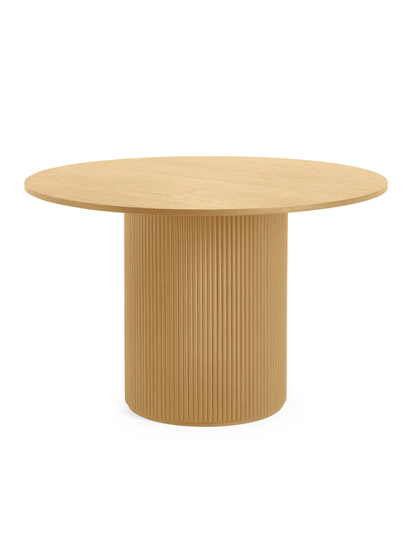 Louis Light Oak Fluted 120cm Round Dining Table - Living with Luxury