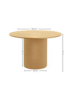 Louis Light Oak Fluted 120cm Round Dining Table - Living with Luxury