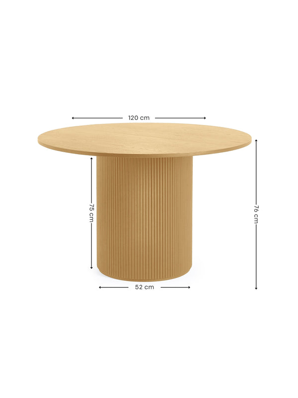 Louis Light Oak Fluted 120cm Round Dining Table - Living with Luxury