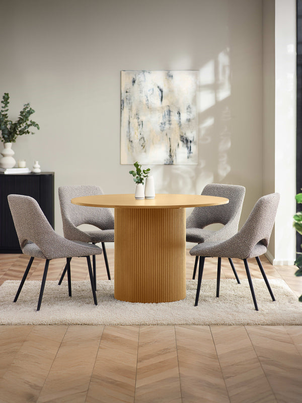 Louis Light Oak Fluted 120cm Round Dining Table - Living with Luxury