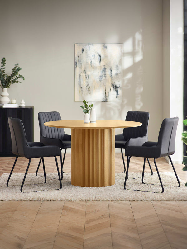 Louis Light Oak Fluted 120cm Round Dining Table - Living with Luxury