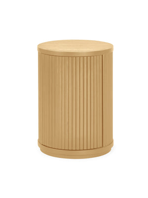 Louis Light Oak Effect Fluted Side Table with Storage - Living with Luxury