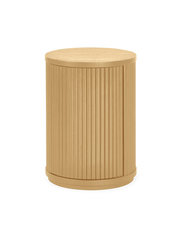 Louis Light Oak Effect Fluted Side Table with Storage - Living with Luxury