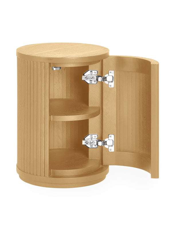 Louis Light Oak Effect Fluted Side Table with Storage - Living with Luxury