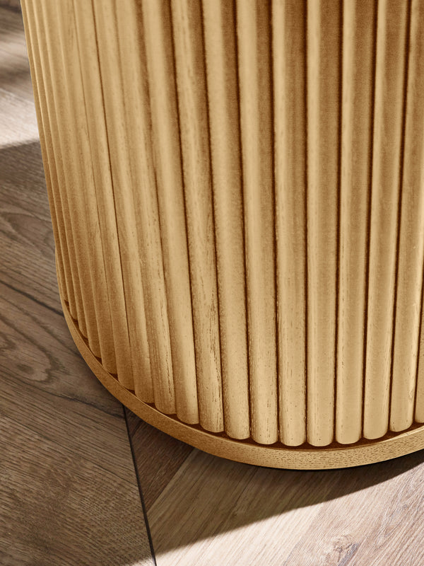 Louis Light Oak Effect Fluted Side Table with Storage - Living with Luxury