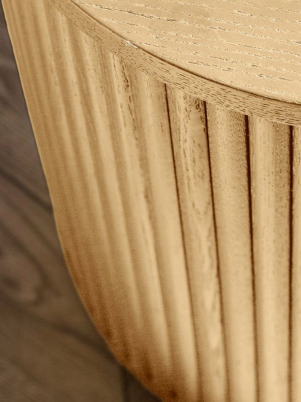 Louis Light Oak Effect Fluted Side Table with Storage - Living with Luxury
