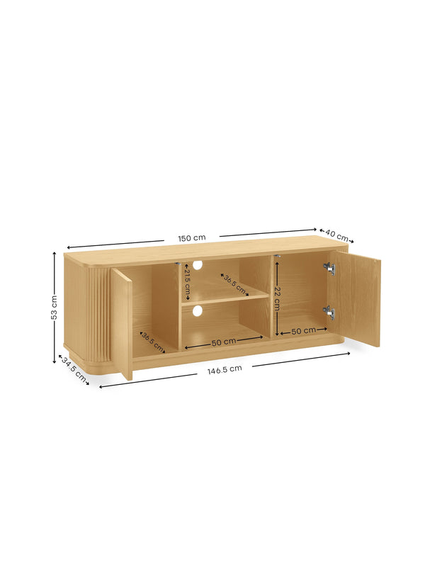 Louis Light Oak Effect Fluted TV Unit - Living with Luxury