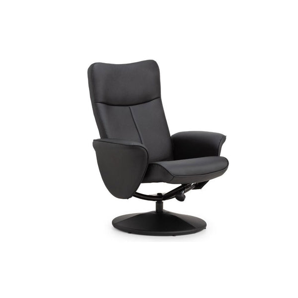 LUGANO RECLINER & STOOL WITH COVERED BASE - BLACK - Living with Luxury