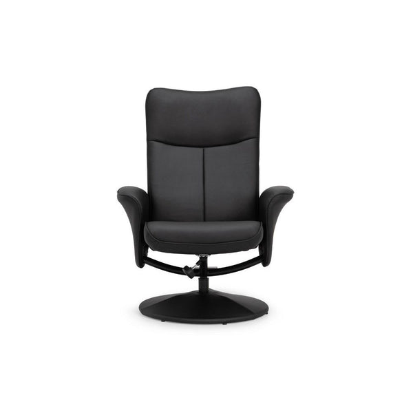 LUGANO RECLINER & STOOL WITH COVERED BASE - BLACK - Living with Luxury