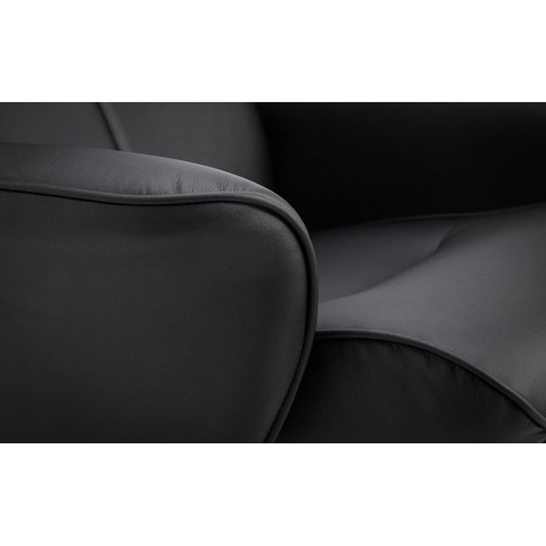 LUGANO RECLINER & STOOL WITH COVERED BASE - BLACK - Living with Luxury