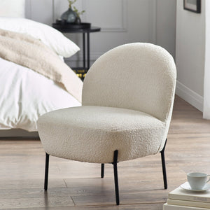 LULU BOUCLE ACCENT CHAIR - IVORY - Living with Luxury