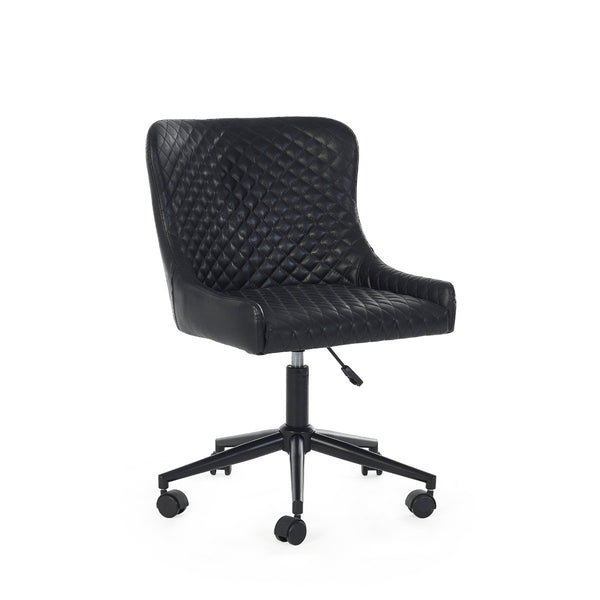LUXE OFFICE CHAIR IN BLACK FAUX LEATHER - Living with Luxury