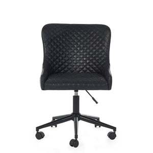 LUXE OFFICE CHAIR IN BLACK FAUX LEATHER - Living with Luxury