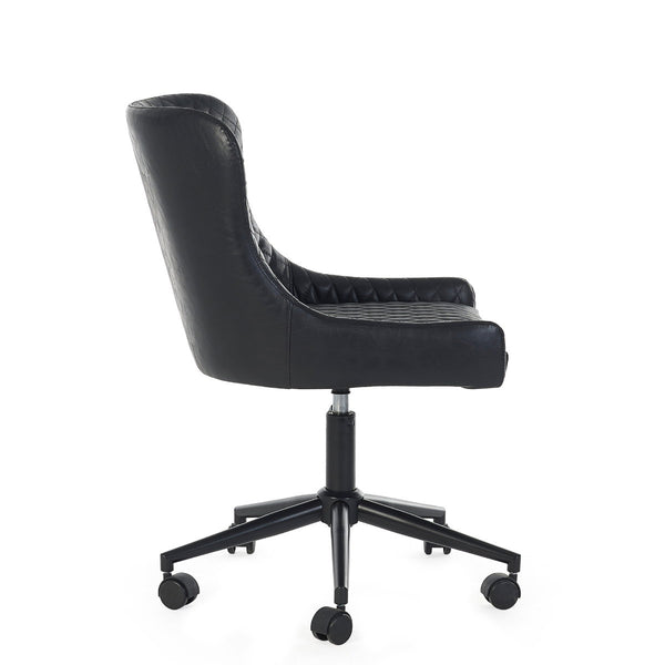 LUXE OFFICE CHAIR IN BLACK FAUX LEATHER - Living with Luxury