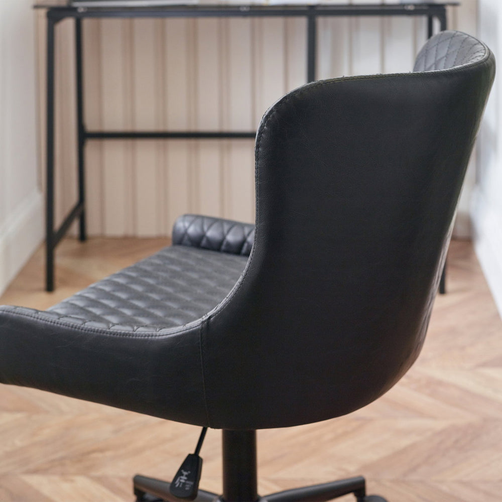 LUXE OFFICE CHAIR IN BLACK FAUX LEATHER - Living with Luxury