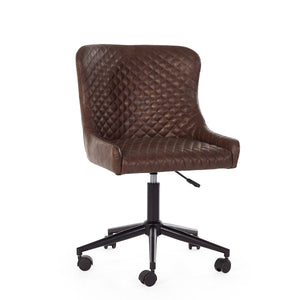 LUXE OFFICE CHAIR IN BROWN FAUX LEATHER - Living with Luxury