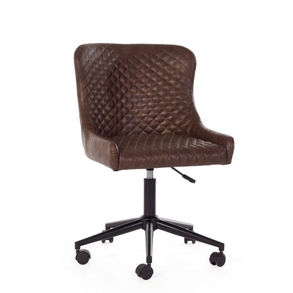 LUXE OFFICE CHAIR IN BROWN FAUX LEATHER - Living with Luxury