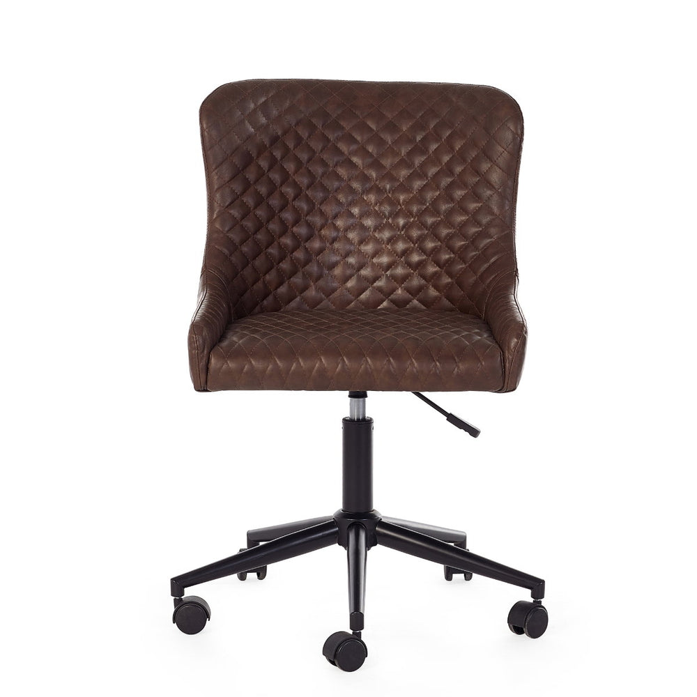 LUXE OFFICE CHAIR IN BROWN FAUX LEATHER - Living with Luxury