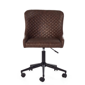 LUXE OFFICE CHAIR IN BROWN FAUX LEATHER - Living with Luxury