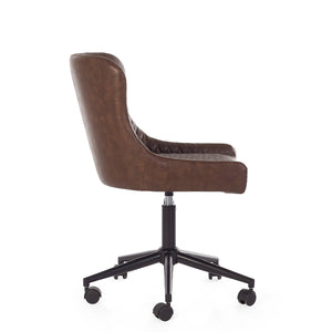 LUXE OFFICE CHAIR IN BROWN FAUX LEATHER - Living with Luxury