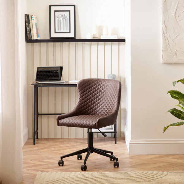 LUXE OFFICE CHAIR IN BROWN FAUX LEATHER - Living with Luxury