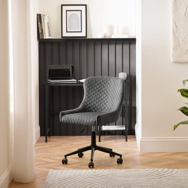 LUXE OFFICE CHAIR IN GREY VELVET - Living with Luxury