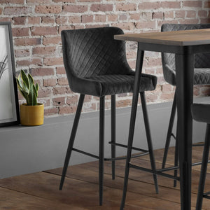 LUXE VELVET BAR STOOL - GREY - Living with Luxury