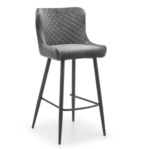 LUXE VELVET BAR STOOL - GREY - Living with Luxury