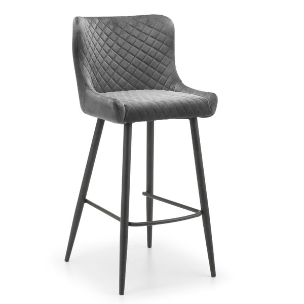 LUXE VELVET BAR STOOL - GREY - Living with Luxury