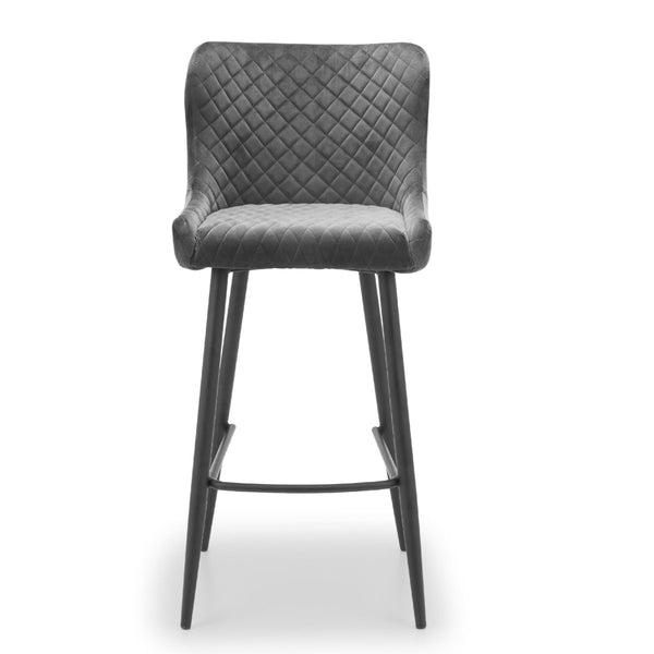LUXE VELVET BAR STOOL - GREY - Living with Luxury