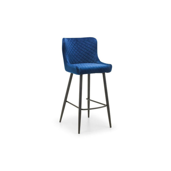 LUXE VELVET BAR STOOL - BLUE - Living with Luxury