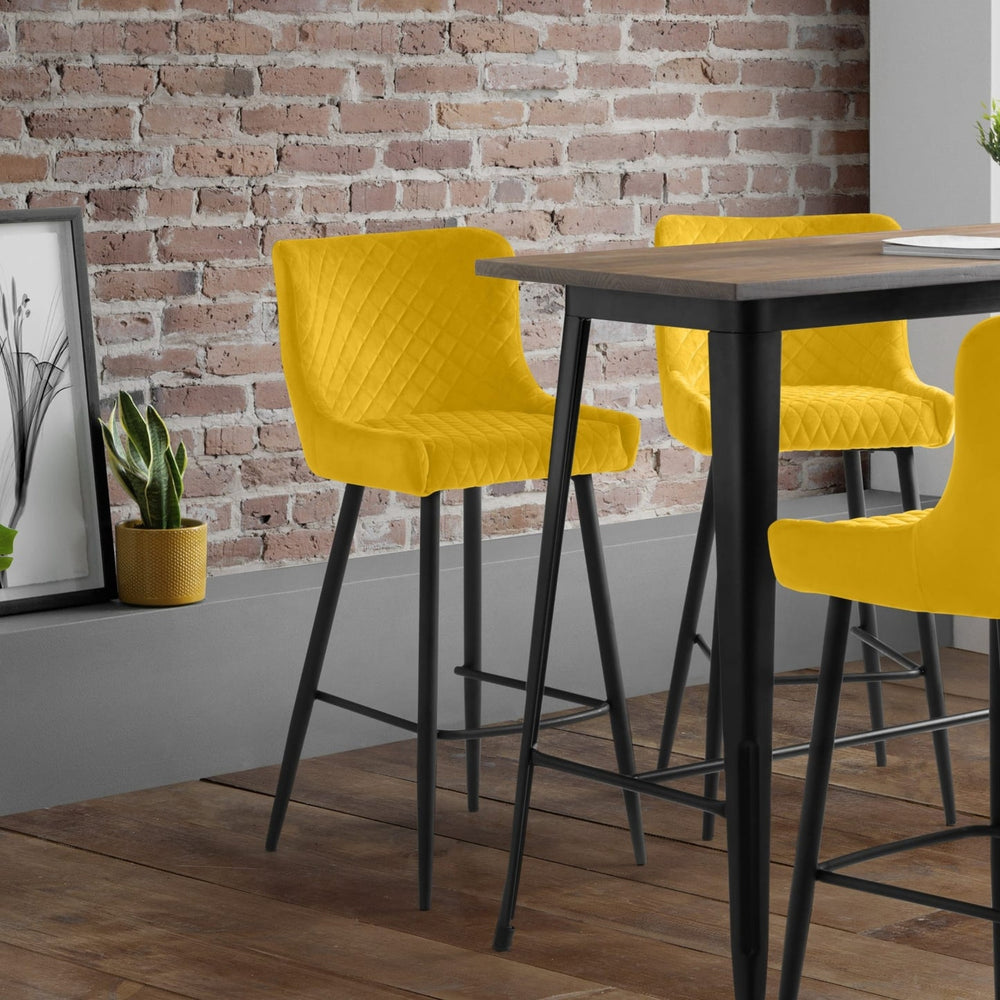 Luxe Velvet Bar Stool - Mustard - Living with Luxury