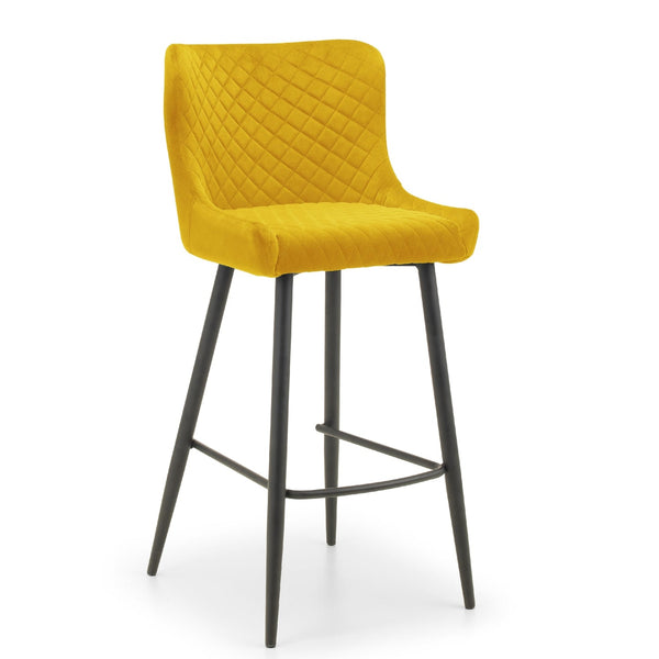 Luxe Velvet Bar Stool - Mustard - Living with Luxury