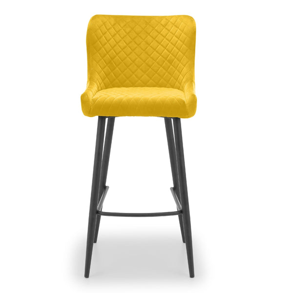 Luxe Velvet Bar Stool - Mustard - Living with Luxury