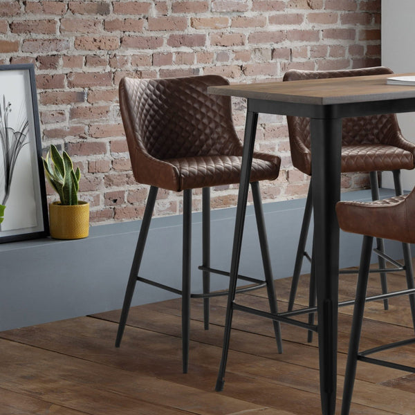 LUXE FAUX LEATHER BAR STOOL - BROWN - Living with Luxury