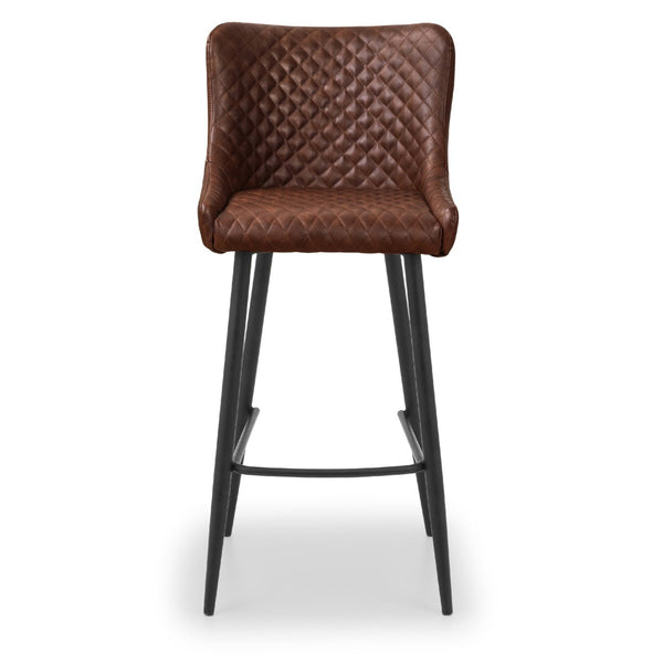 LUXE FAUX LEATHER BAR STOOL - BROWN - Living with Luxury