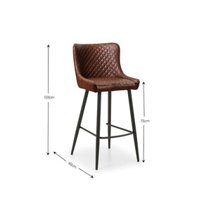 LUXE FAUX LEATHER BAR STOOL - BROWN - Living with Luxury