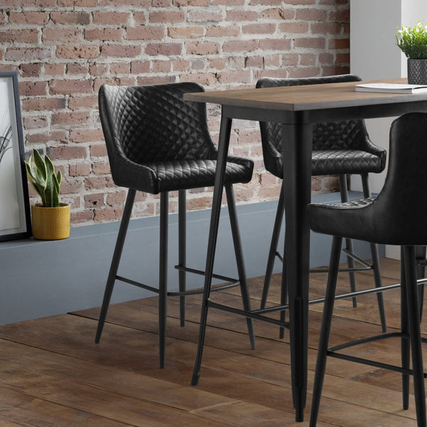 LUXE FAUX LEATHER BAR STOOL - BLACK - Living with Luxury