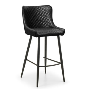 LUXE FAUX LEATHER BAR STOOL - BLACK - Living with Luxury