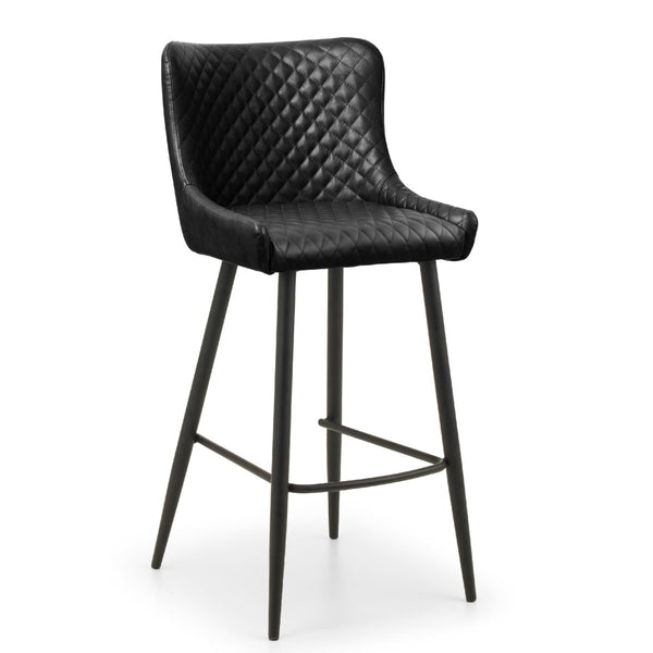 LUXE FAUX LEATHER BAR STOOL - BLACK - Living with Luxury