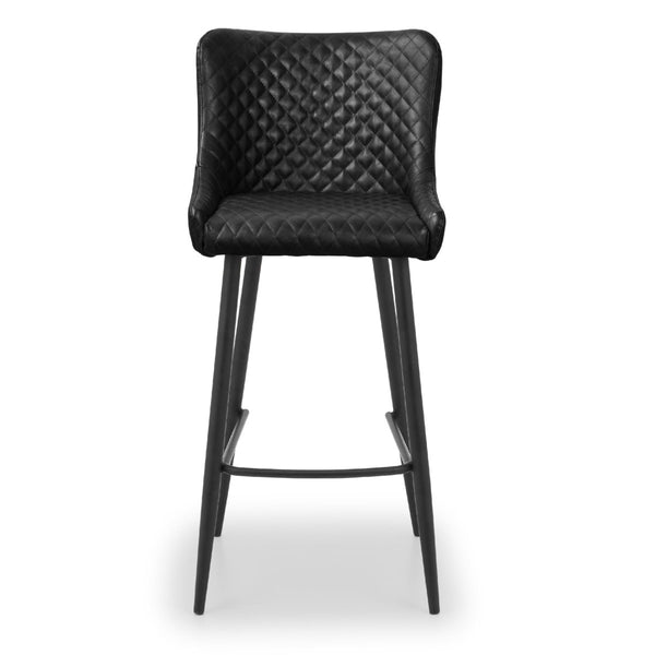 LUXE FAUX LEATHER BAR STOOL - BLACK - Living with Luxury