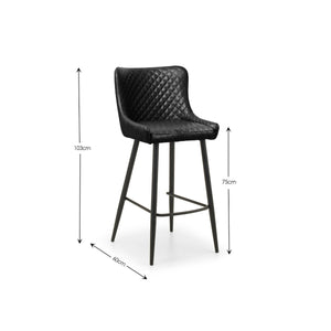 LUXE FAUX LEATHER BAR STOOL - BLACK - Living with Luxury