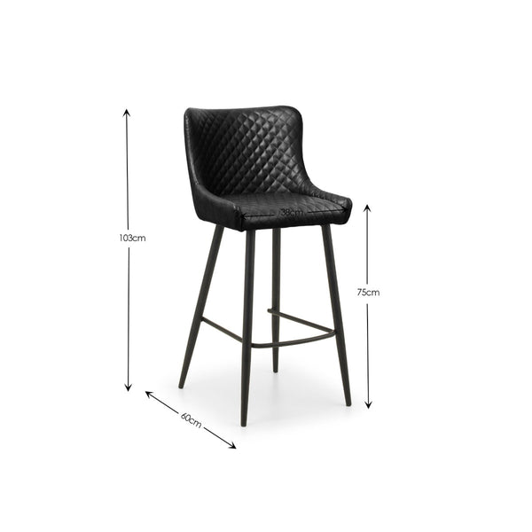 LUXE FAUX LEATHER BAR STOOL - BLACK - Living with Luxury