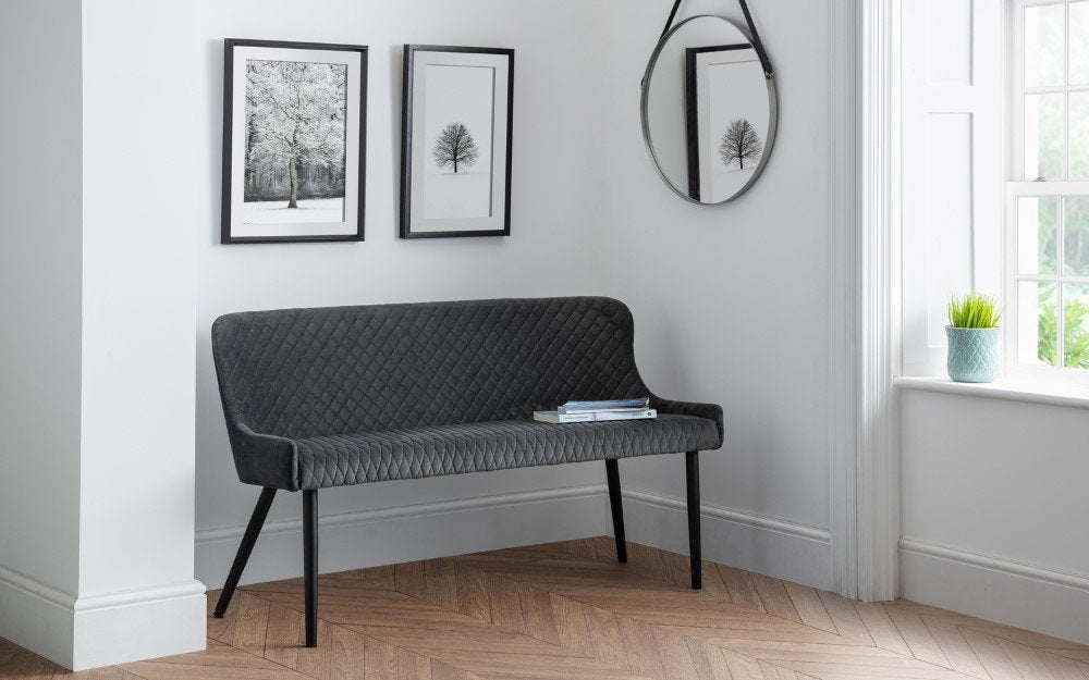 LUXE HIGH BACK BENCH - GREY - Living with Luxury