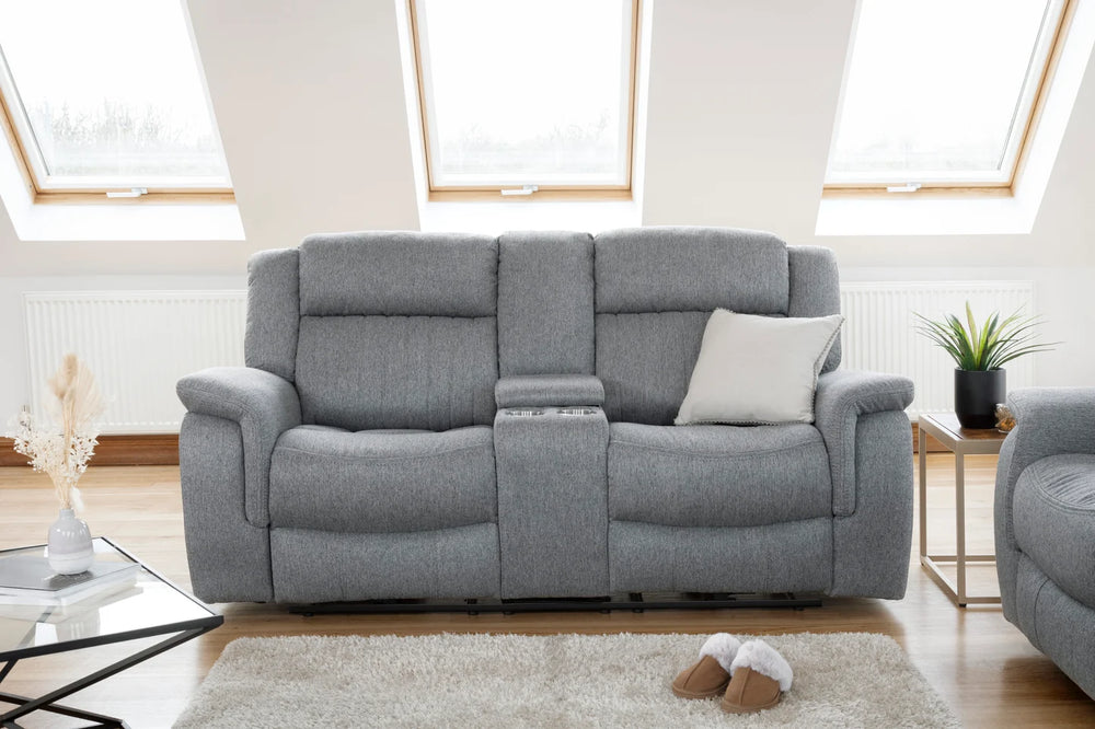 Linden Electric Recliner Sofa Grey 2 Seater – Fabric Living Room Sofa