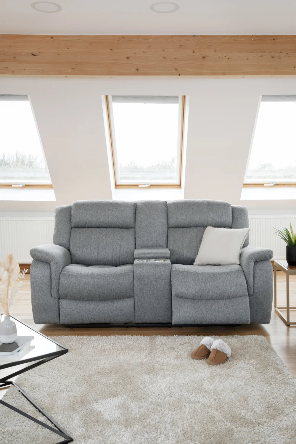 Linden Electric Recliner Sofa Grey 2 Seater – Fabric Living Room Sofa