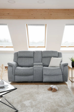 Linden Electric Recliner Sofa Grey 2 Seater – Fabric Living Room Sofa