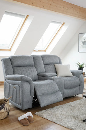 Linden Electric Recliner Sofa Grey 2 Seater – Fabric Living Room Sofa