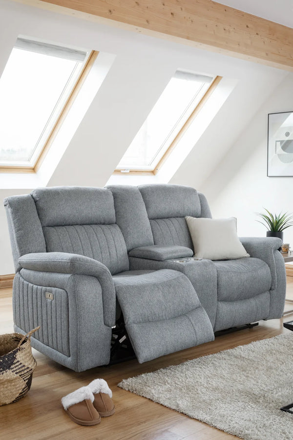Linden Electric Recliner Sofa Grey 2 Seater – Fabric Living Room Sofa